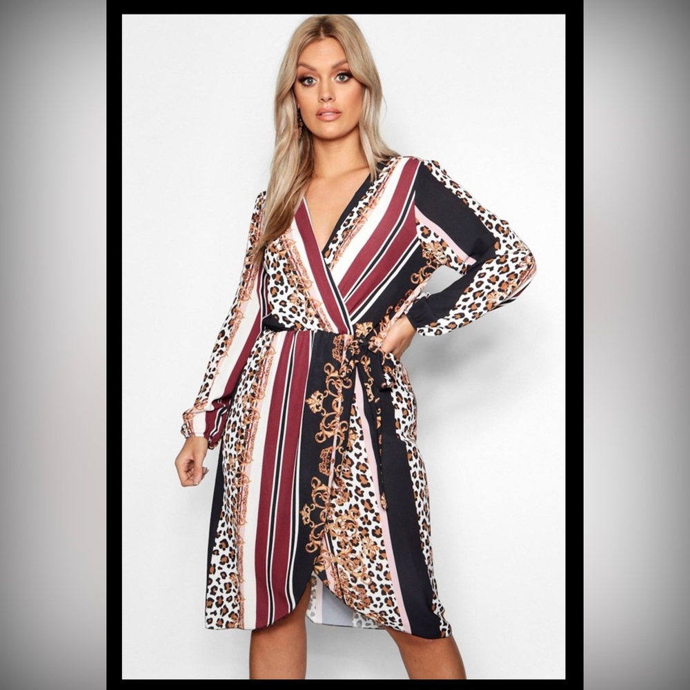 Stylish Multicolor Wrap Dress - worn once!